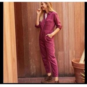 Outerknown | Burgundy S.E.A. Long Sleeve Organic Cotton Jumpsuit Size Small